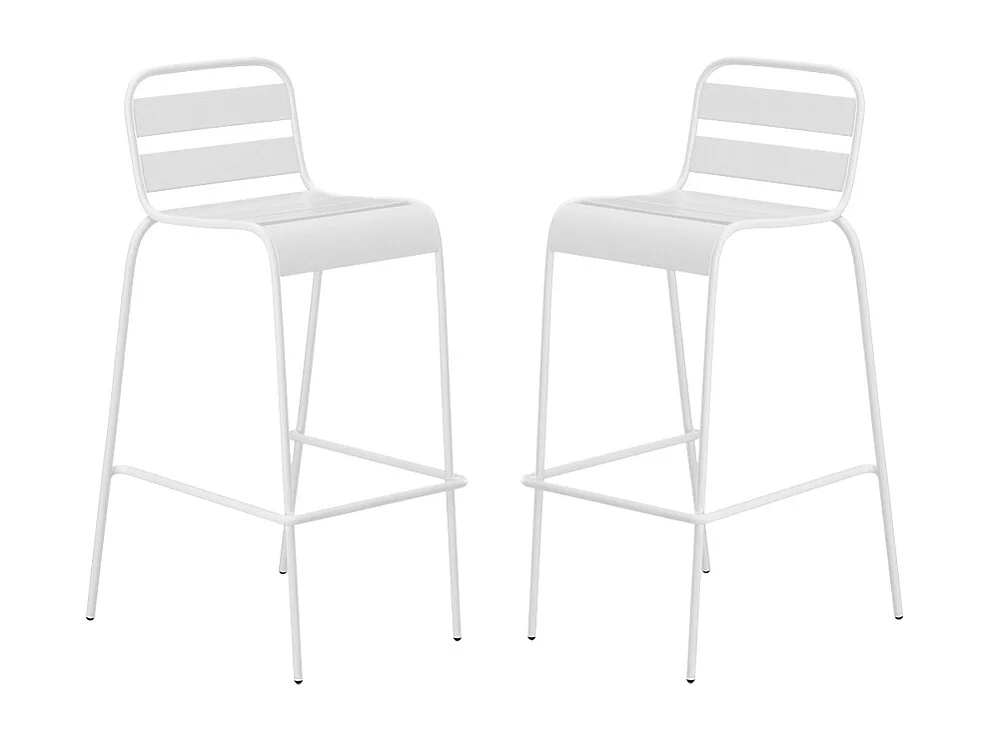 Lot de 2 chaises hautes de jardin empilables en métal - Blanc - MIRMANDE de MYLIA