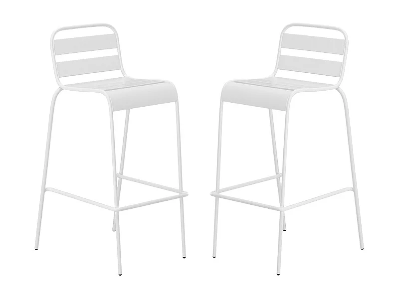 Lot de 2 chaises hautes de jardin empilables en métal - Blanc - MIRMANDE de MYLIA