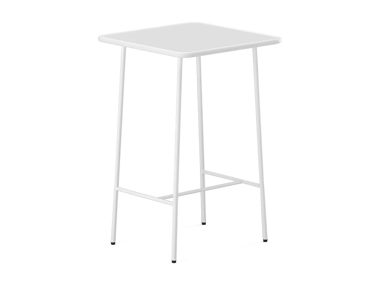 Salle à manger haute de jardin en métal : une table L.70 cm et 2 chaises - Blanc - MIRMANDE de MYLIA