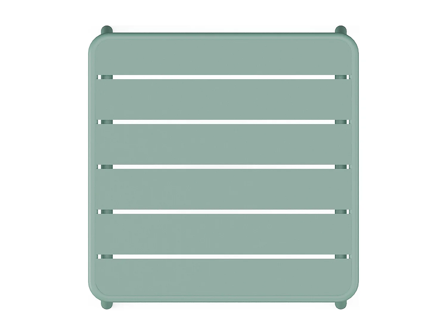 Salon de jardin en métal - 2 fauteuils bas empilables et une table d'appoint carrée - Vert amande - MIRMANDE de MYLIA