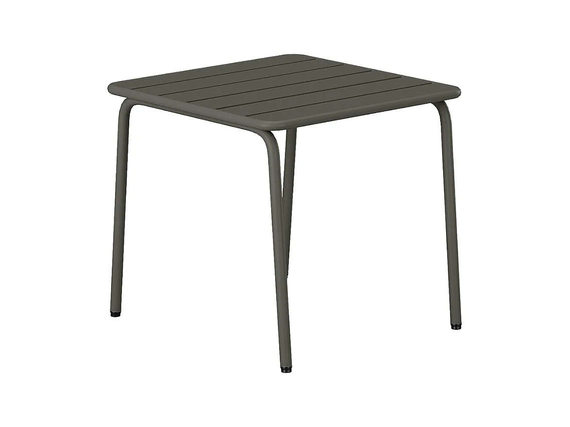 Trädgårdsmöblemang i metall - 2 stapelbara låga fåtöljer och ett kvadratiskt sidobord - Antracitgrå - MIRMANDE från MYLIA