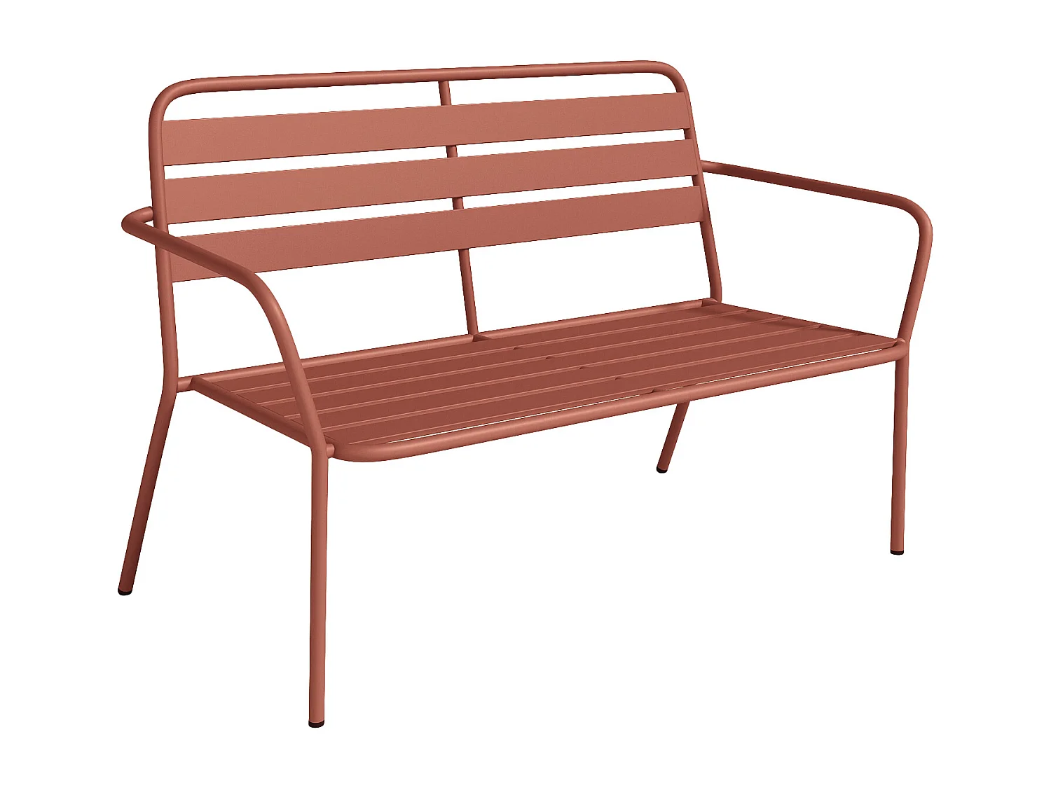Salon de jardin en métal : un banc, 2 fauteuils bas et une table basse - Terracotta - MIRMANDE de MYLIA