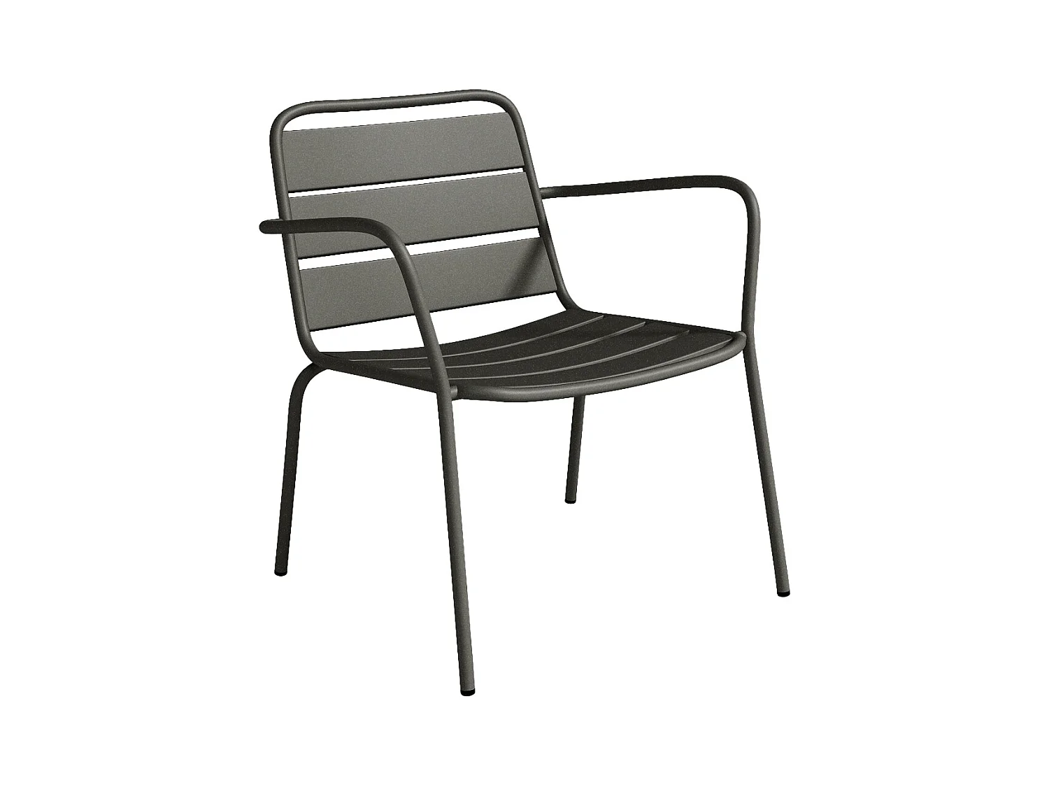 Garten-Sitzgruppe: Bank, 2 niedrige Sessel + Tisch - Metall - Anthrazitgrau - MIRMANDE von MYLIA