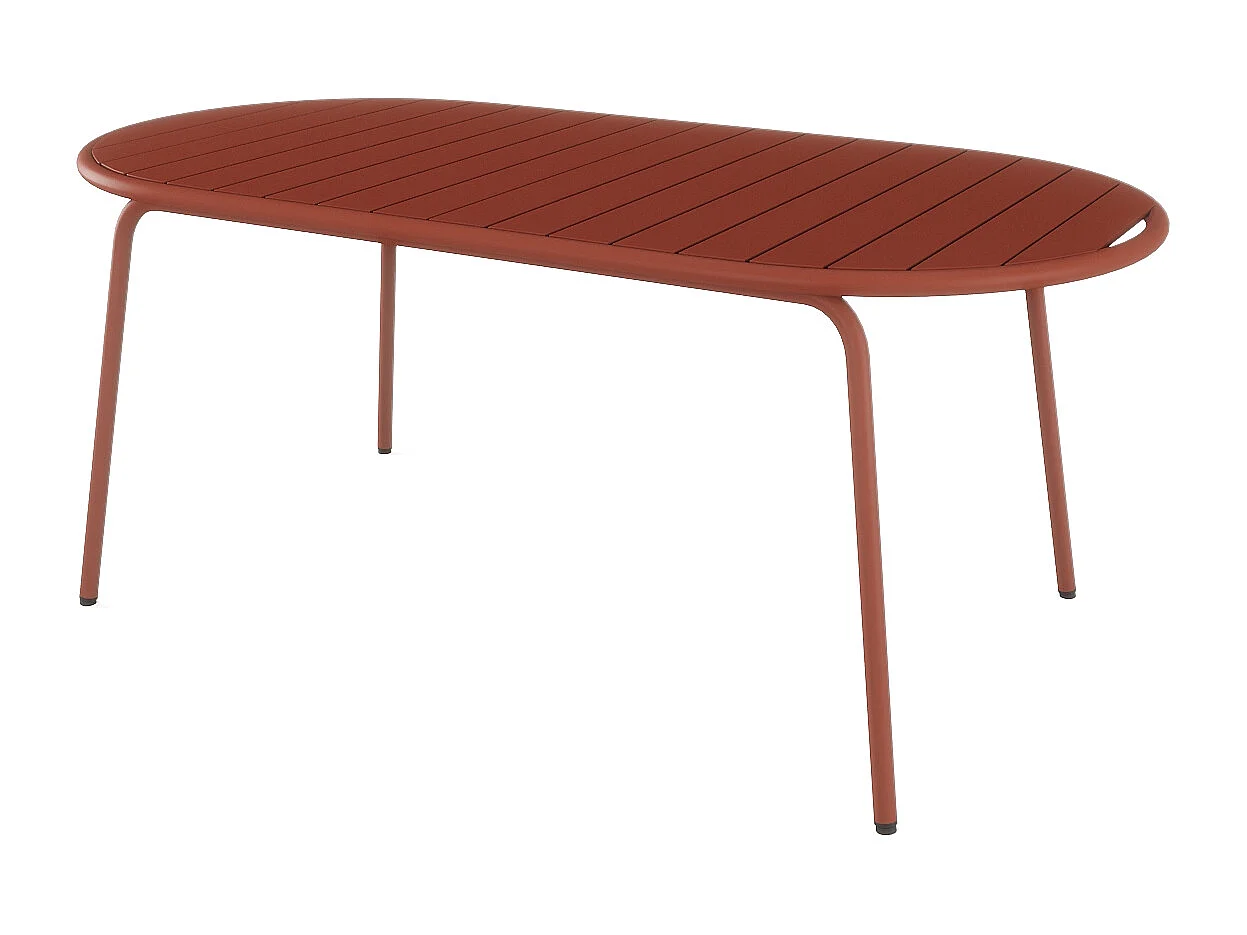 Comedor de jardín de metal: una mesa ovalada de L.180 cm y 4 sillas - Terracota - MONTEFARO de MYLIA