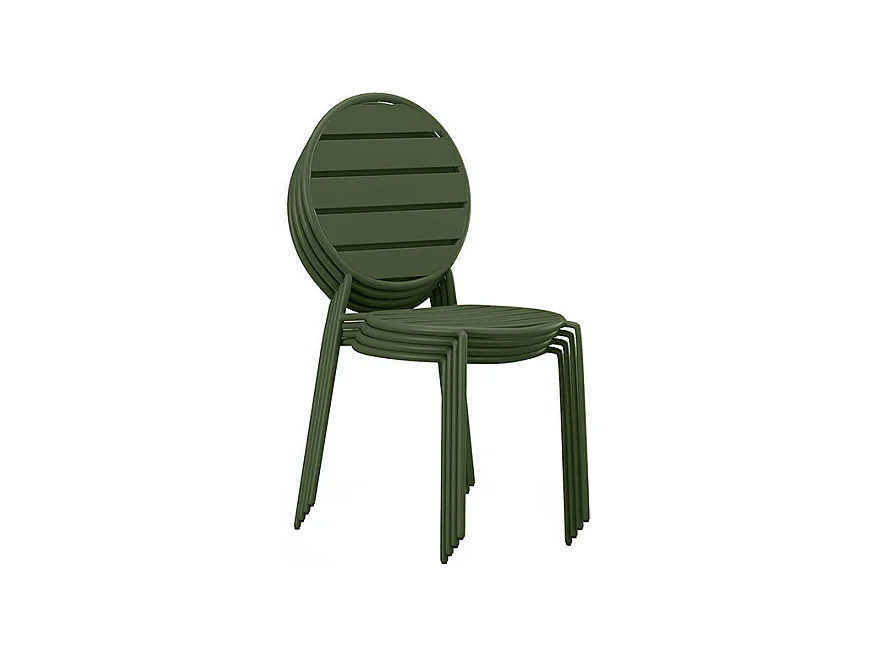 Salle à manger de jardin en métal : une table ovale L.180 cm et 4 chaises - Kaki - MONTEFARO de MYLIA