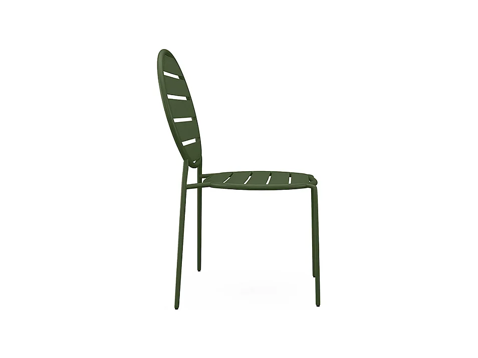Salle à manger de jardin en métal : une table ovale L.180 cm et 4 chaises - Kaki - MONTEFARO de MYLIA