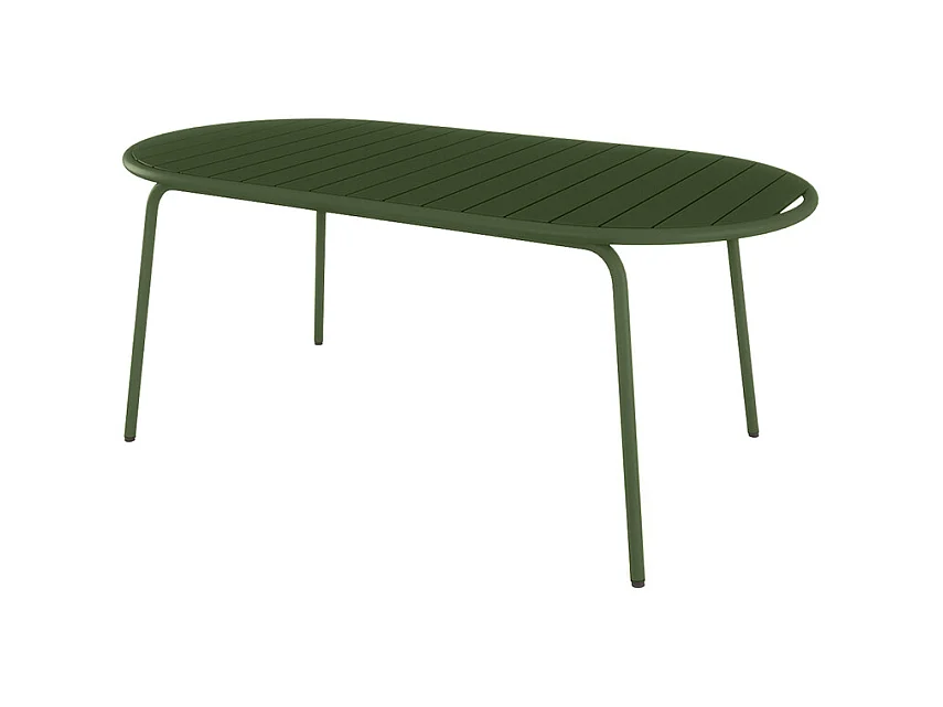 Salle à manger de jardin en métal : une table ovale L.180 cm et 4 chaises - Kaki - MONTEFARO de MYLIA