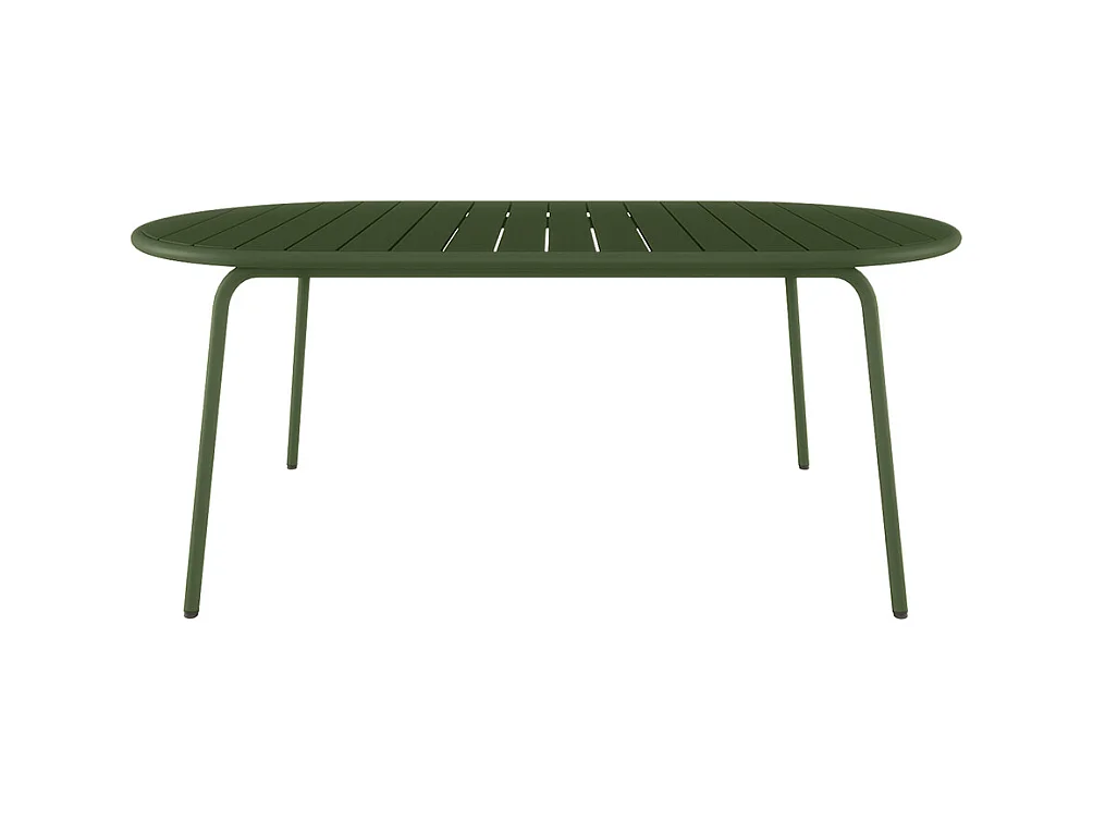 Salle à manger de jardin en métal : une table ovale L.180 cm et 4 chaises - Kaki - MONTEFARO de MYLIA