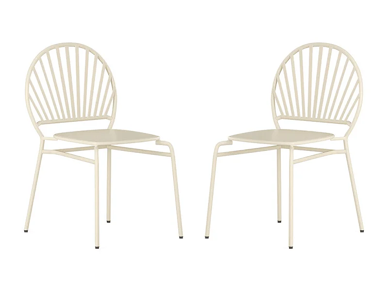 Lot de 2 chaises de jardin empilables en métal - Beige - CEDEIRA de MYLIA