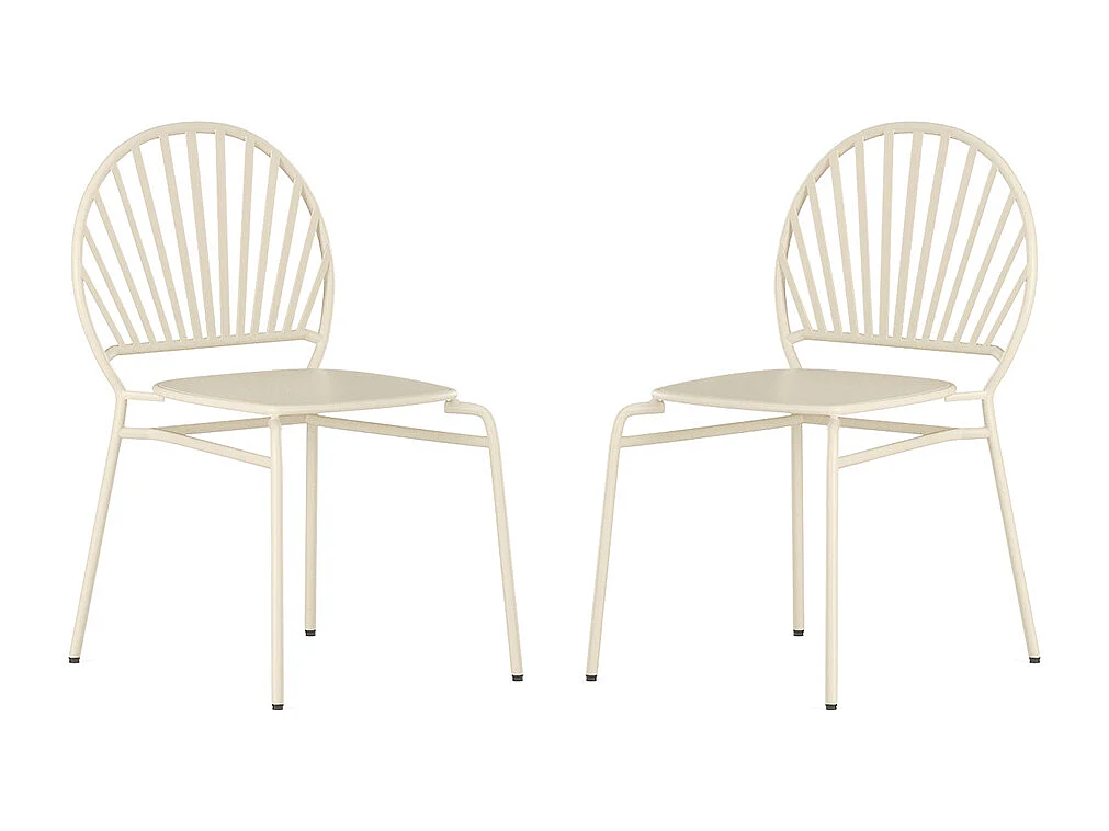Set van 2 opstapelbare tuinstoelen van metaal - Beige - CEDEIRA van MYLIA