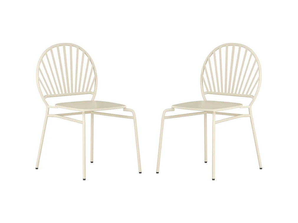 Lot de 2 chaises de jardin empilables en métal - Beige - CEDEIRA de MYLIA