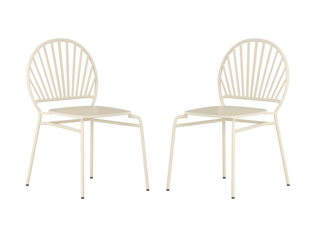 Lot de 2 chaises de jardin empilables en métal - Beige - CEDEIRA de MYLIA