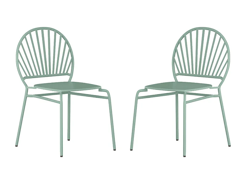 Lot de 2 chaises de jardin empilables en métal - Vert amande - CEDEIRA de MYLIA
