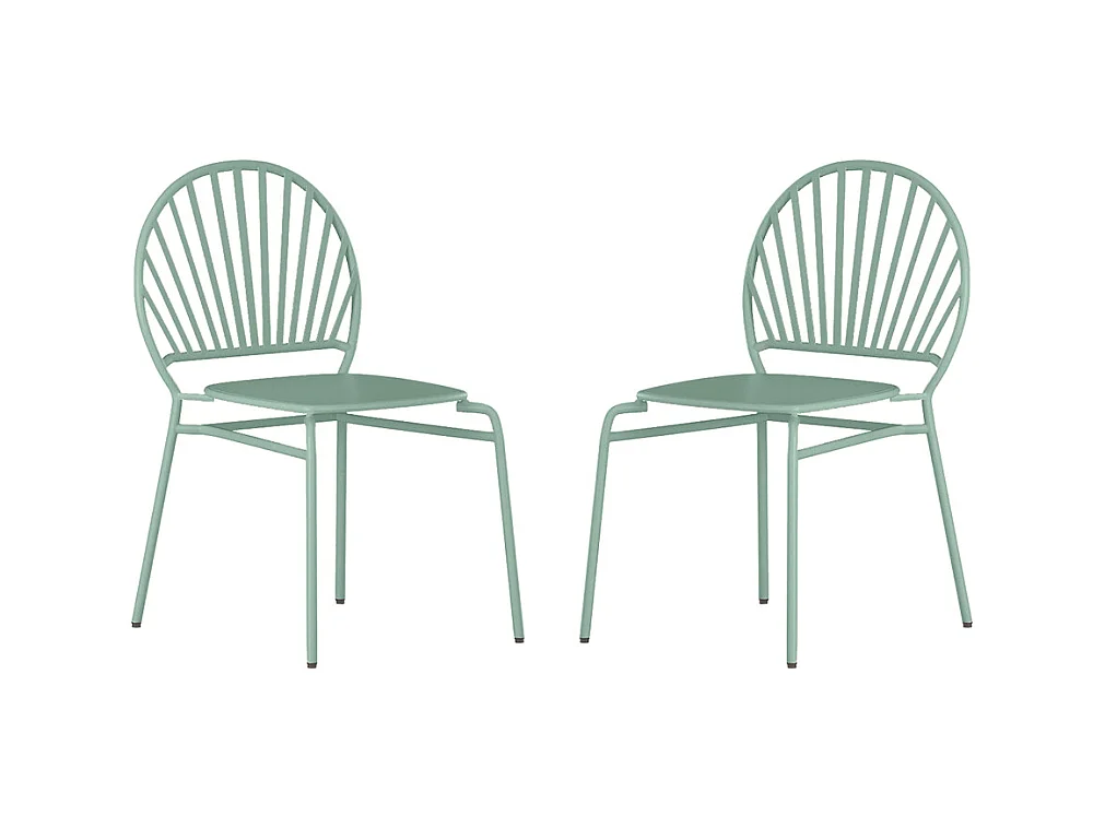 Lot de 2 chaises de jardin empilables en métal - Vert amande - CEDEIRA de MYLIA