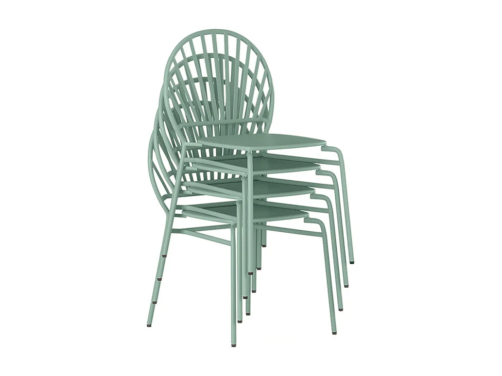 Lot de 2 chaises de jardin empilables en métal - Vert amande - CEDEIRA de MYLIA