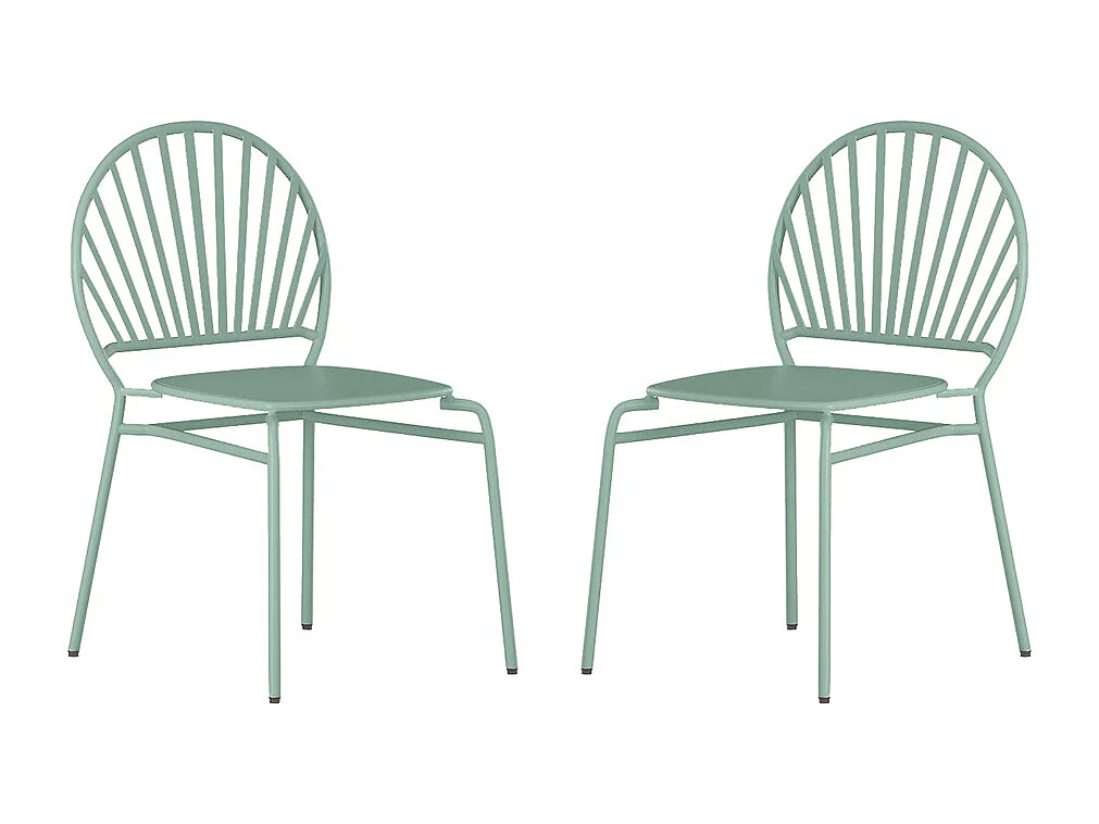 Lot de 2 chaises de jardin empilables en métal - Vert amande - CEDEIRA de MYLIA