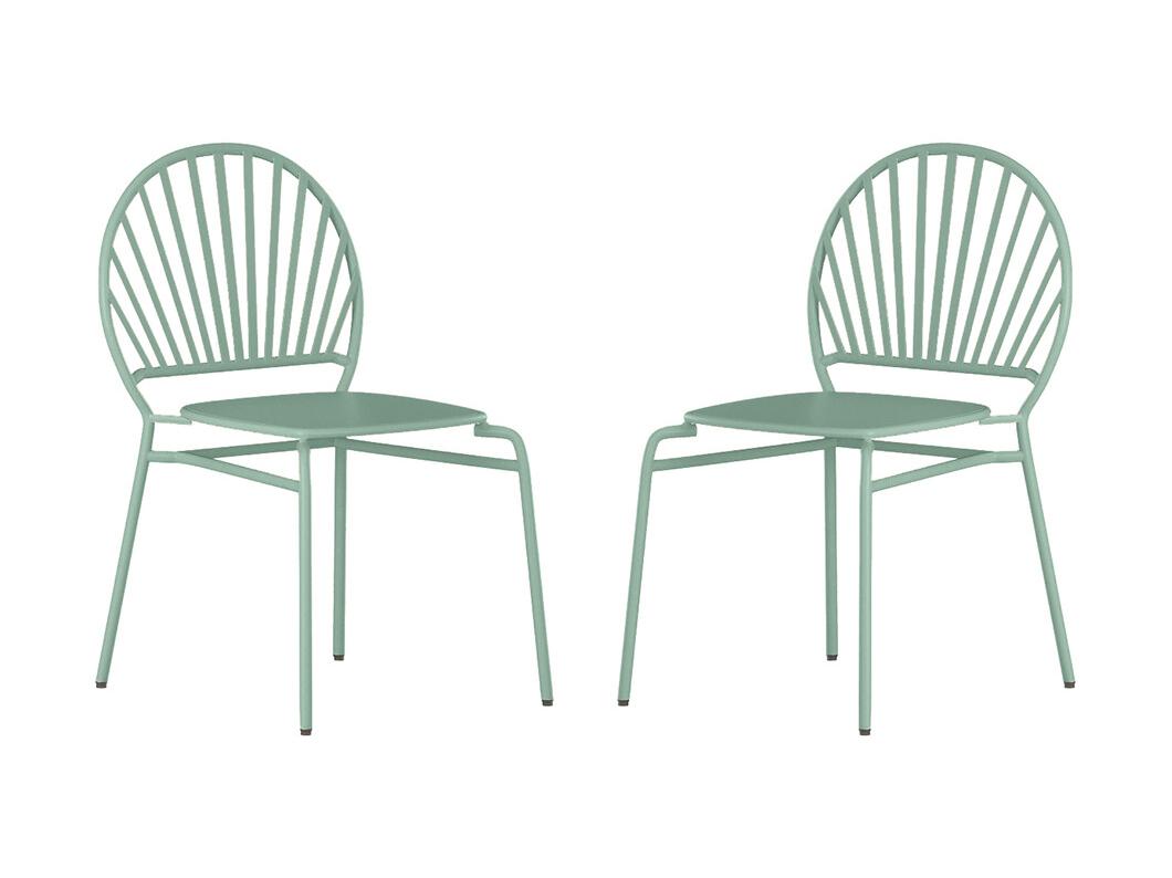Lot de 2 chaises de jardin empilables en métal - Vert amande - CEDEIRA de MYLIA