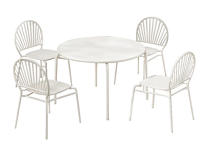 Garten-Essgruppe aus Metall: Tisch 110 cm & 4 Stühle - Beige - CEDEIRA von MYLIA