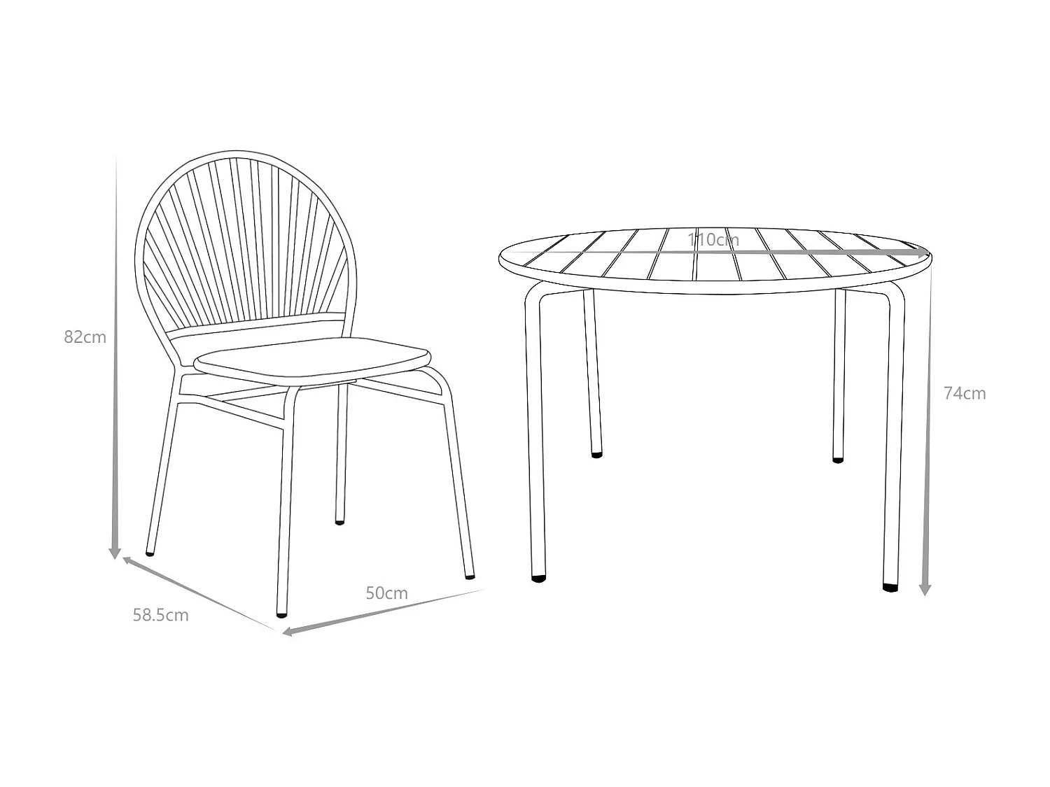 Garten-Essgruppe aus Metall: Tisch 110 cm & 4 Stühle - Beige - CEDEIRA von MYLIA