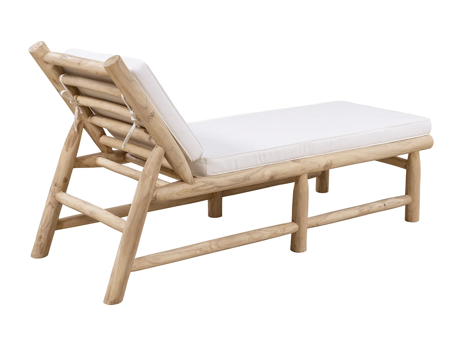 Lot de 2 bains de soleil en teck avec matelas - Naturel clair et blanc - TULUM de MYLIA