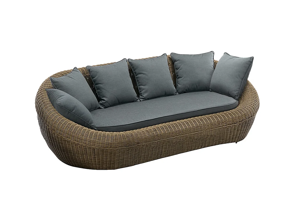 Salon de jardin en résine tressée naturel foncé : canapé, 2 fauteuils et table basse - WHITEHEAVEN de MYLIA