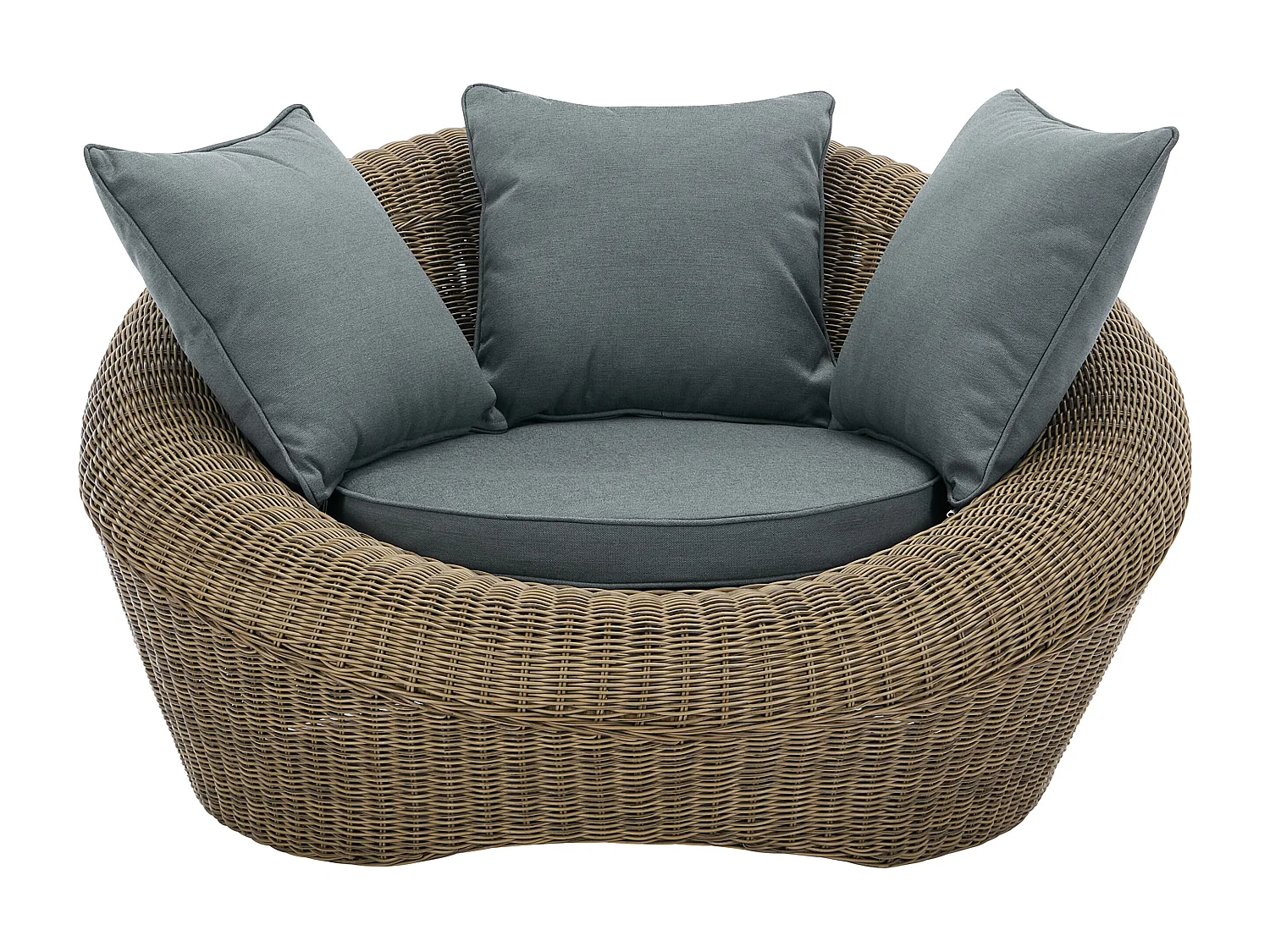 Conjunto de jardín de resina trenzada natural oscuro: sofá, 2 sillones y mesa de centro - WHITEHEAVEN de MYLIA