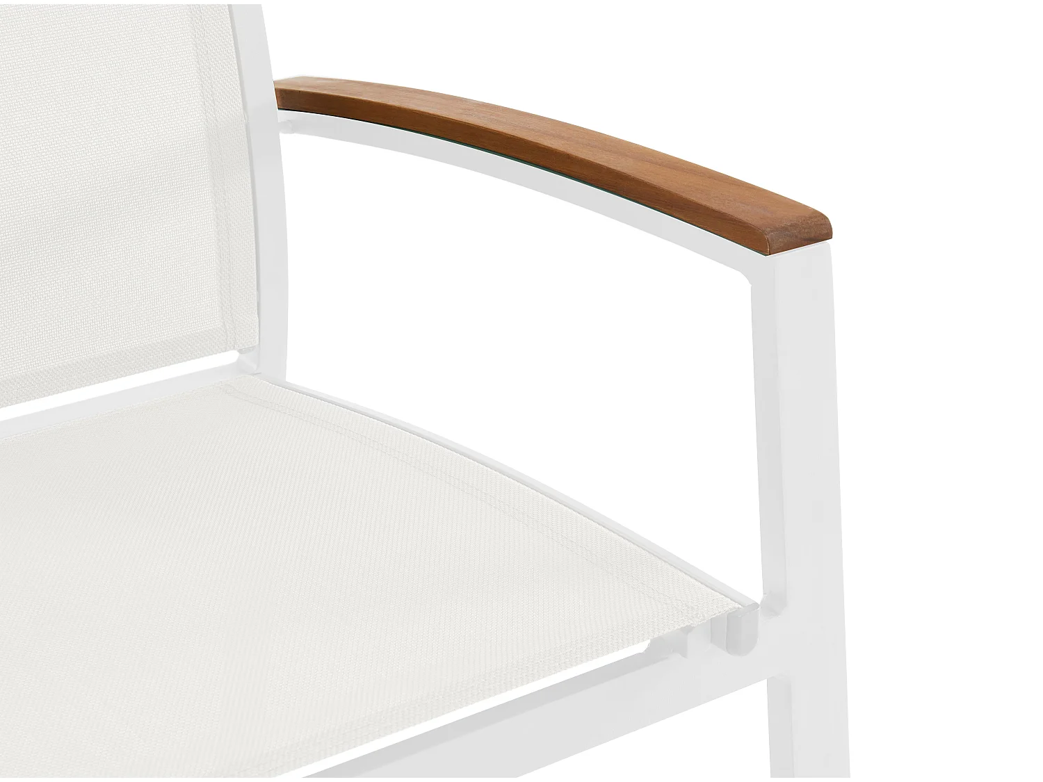 Conjunto de 2 cadeirões de jardim empilháveis em alumínio e textileno branco e apoios de braço acácia - TAIPIVAI de MYLIA