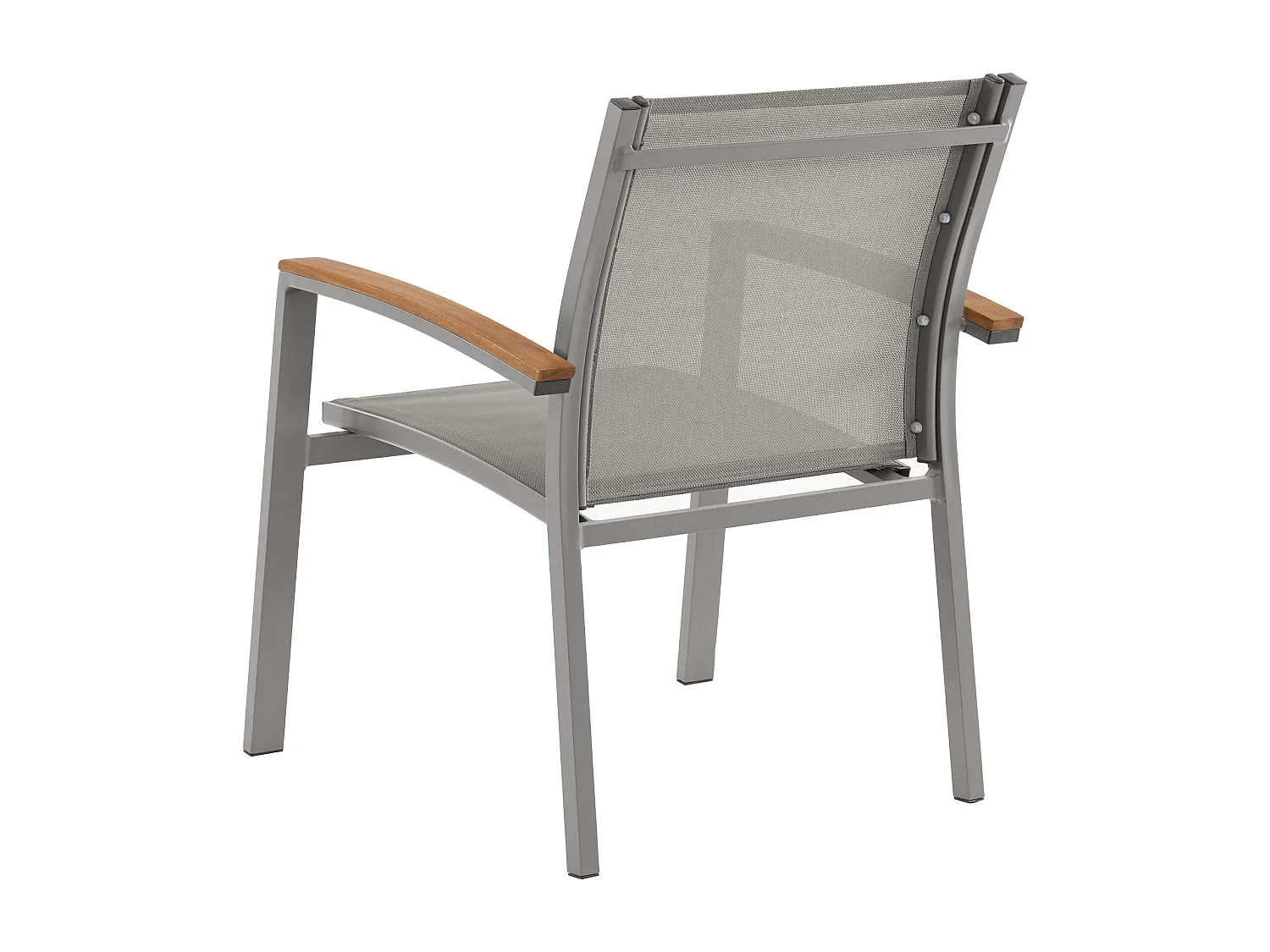 Zestaw 2 foteli ogrodowych sztaplowanych z aluminium i tekstylenu - Taupe i akacjowe podłokietniki - TAIPIVAI marki MYLIA