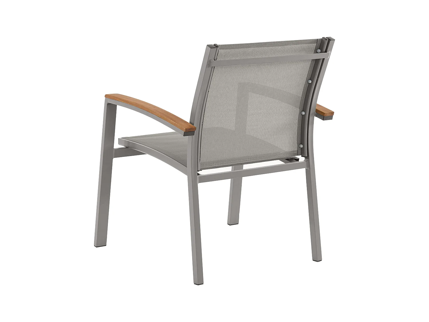 Conjunto de 2 sillones de jardín apilables de aluminio y textilene - Color taupe y reposabrazos de acacia - TAIPIVAI de MYLIA