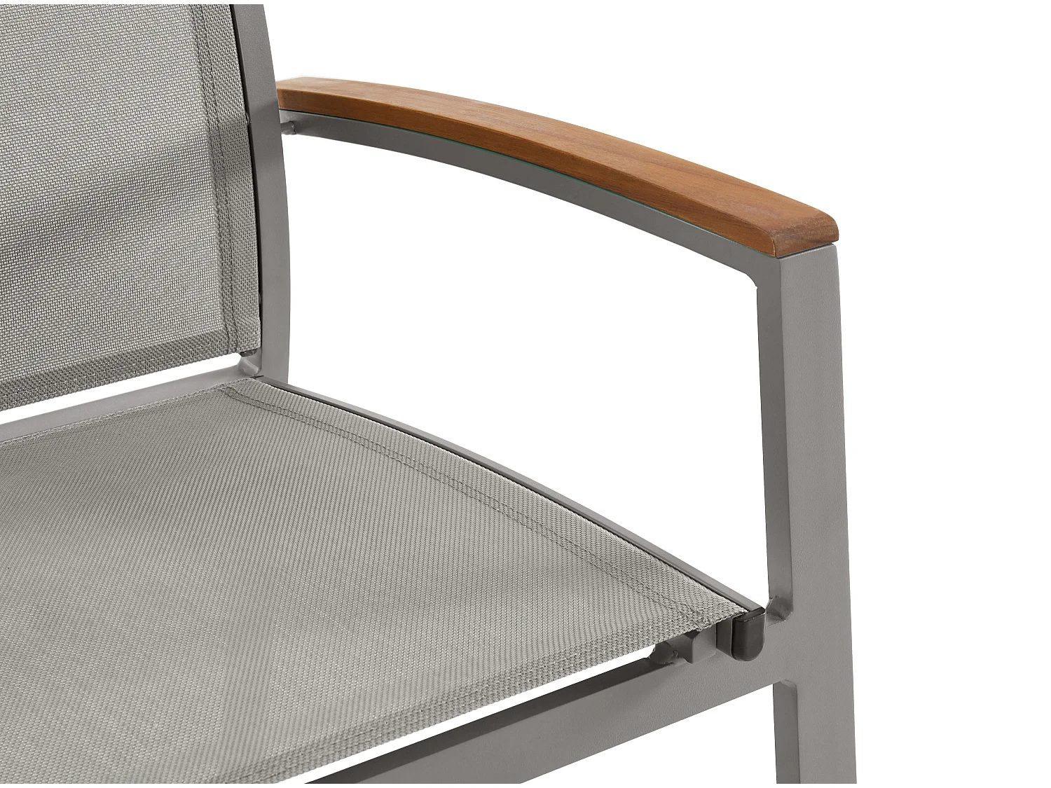 Lot de 2 fauteuils de jardin empilables en aluminium et textilène - Taupe et accoudoirs acacia - TAIPIVAI de MYLIA