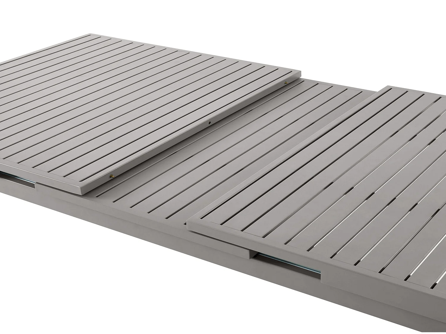 Garten-Essgruppe: Tisch ausziehbar 180/240 cm + 6 stapelbare Sessel mit Armlehnen aus Akazienholz - Aluminium - Taupe - NAURU von MYLIA