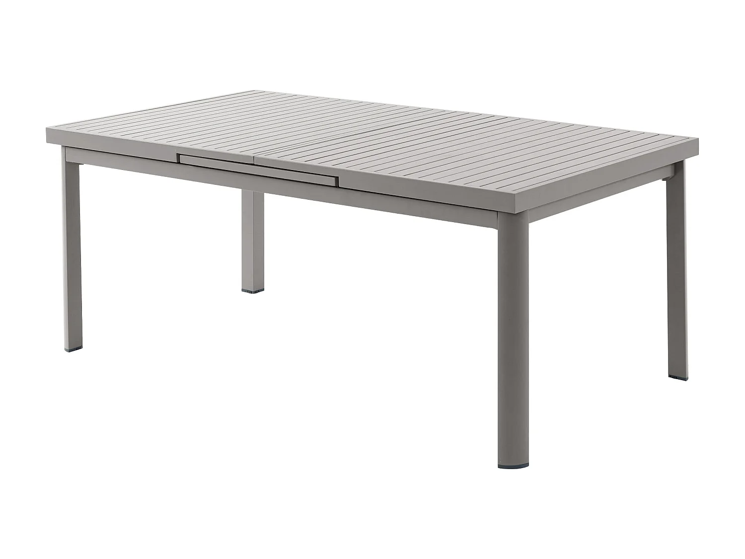 Tuineetset van aluminium: een uitschuifbare tafel L180/240 cm en 8 opstapelbare fauteuils met armleuningen van acaciahout - Taupegrijs - NAURU van MYLIA