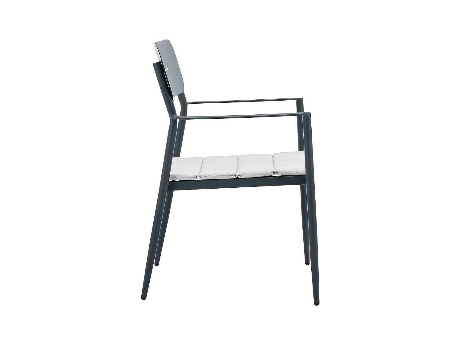 Conjunto de 2 sillones de jardín apilables de aluminio con cojín blanco - Antracita - LOTTYS de MYLIA