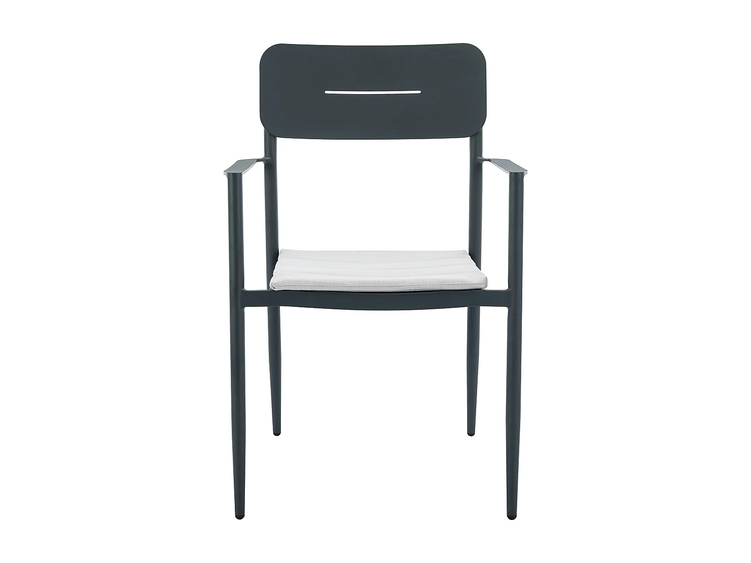 Lot de 2 fauteuils de jardin empilables en aluminium avec coussin blanc - Anthracite - LOTTYS de MYLIA