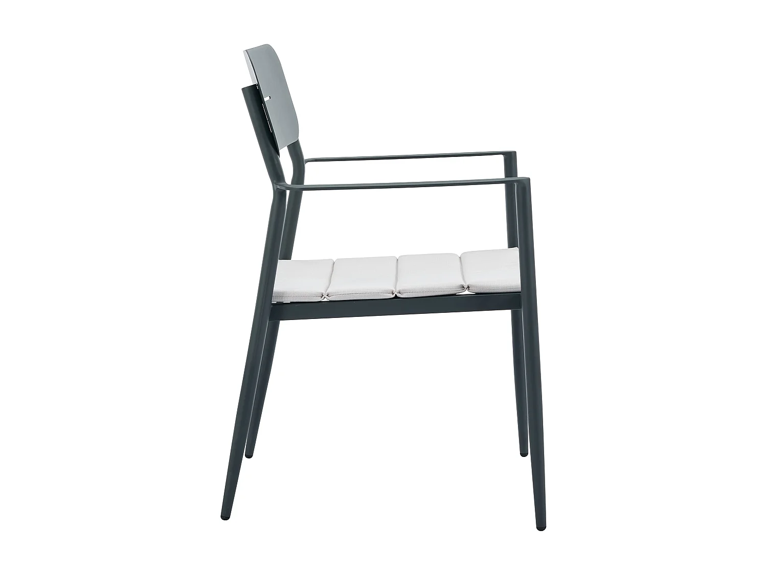 Lot de 2 fauteuils de jardin empilables en aluminium avec coussin blanc - Anthracite - LOTTYS de MYLIA