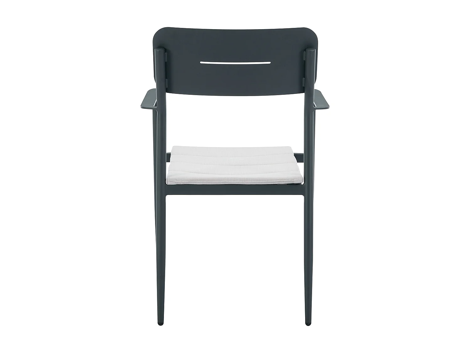 Lot de 2 fauteuils de jardin empilables en aluminium avec coussin blanc - Anthracite - LOTTYS de MYLIA