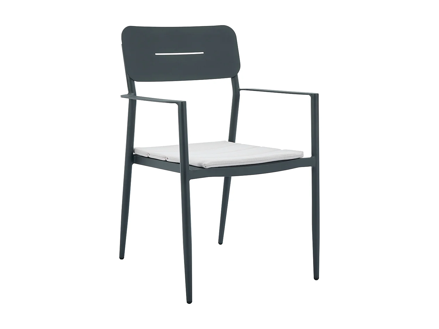 Garten-Essgruppe: Tisch ausziehbar 170/240 cm + 6 stapelbare Sessel - Aluminium - Anthrazit - LOTTYS von MYLIA