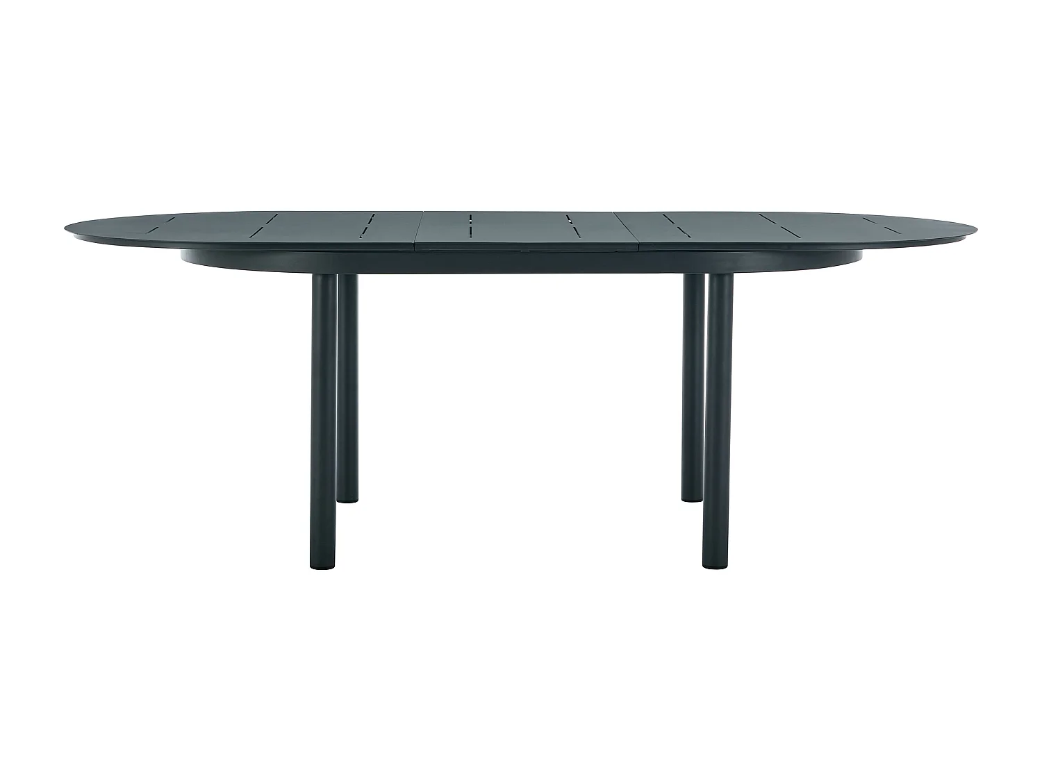 Garten-Essgruppe: Tisch ausziehbar 170/240 cm + 6 stapelbare Sessel - Aluminium - Anthrazit - LOTTYS von MYLIA