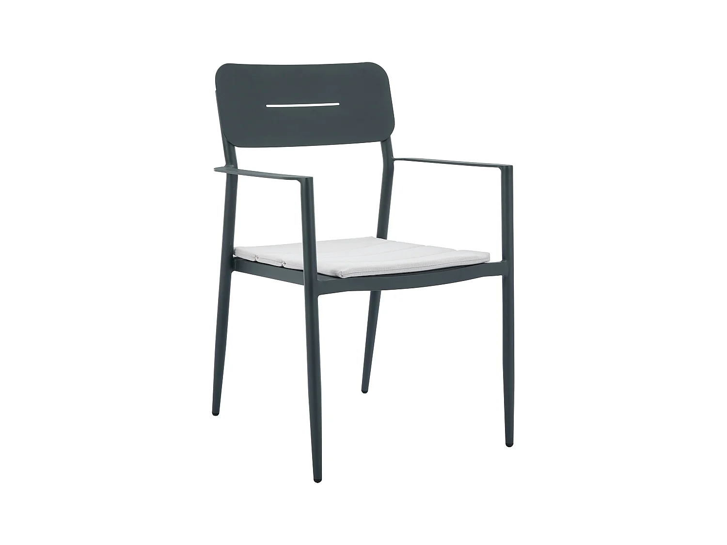 Salle à manger de jardin en aluminium : table extensible L.170/220 cm et 6 fauteuils empilables - Anthracite - LOTTYS de MYLIA
