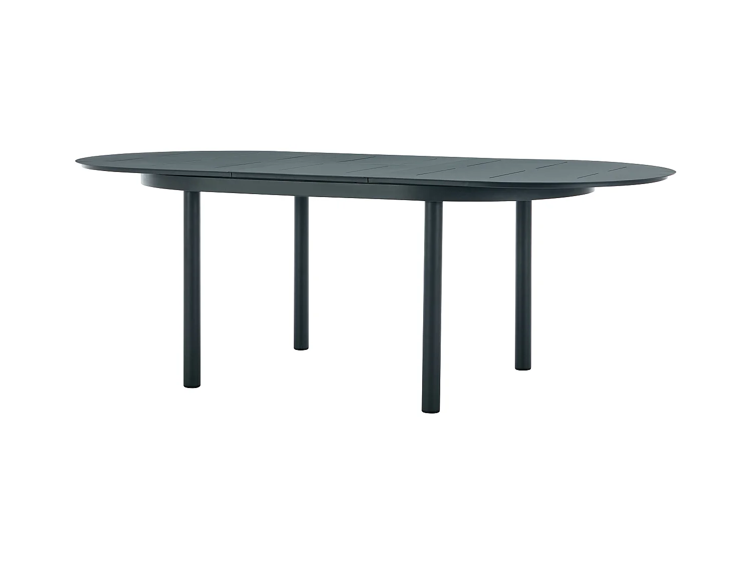 Salle à manger de jardin en aluminium : table extensible L.170/220 cm et 6 fauteuils empilables - Anthracite - LOTTYS de MYLIA