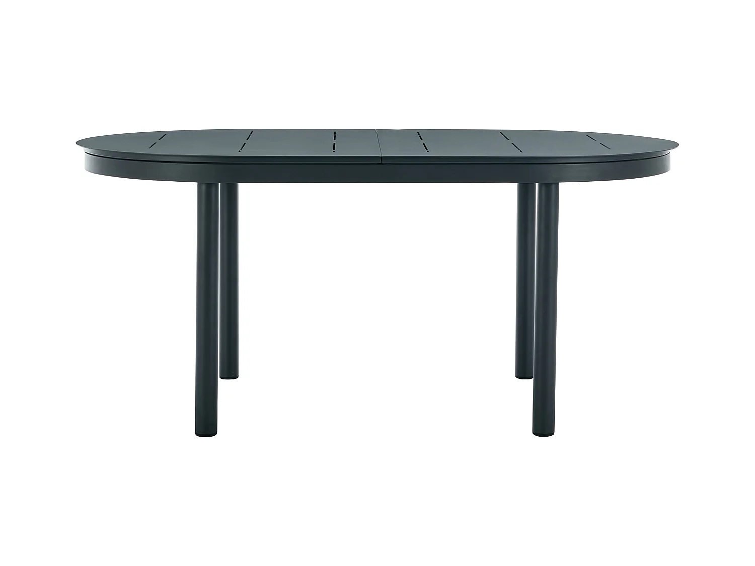 Salle à manger de jardin en aluminium : table extensible L.170/220 cm et 6 fauteuils empilables - Anthracite - LOTTYS de MYLIA