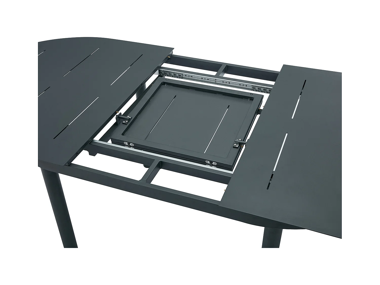 Salle à manger de jardin en aluminium : table extensible L.170/220 cm et 6 fauteuils empilables - Anthracite - LOTTYS de MYLIA