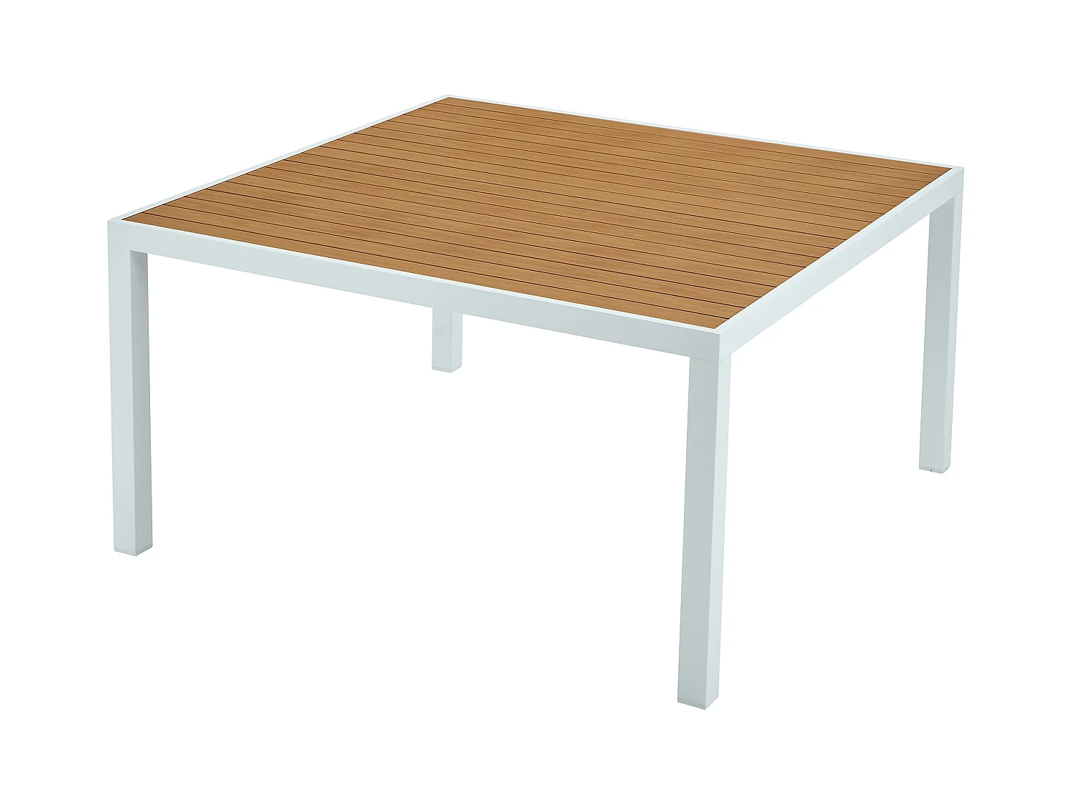 Tuineetset van aluminium: een vierkante tafel L140 cm en 8 opstapelbare fauteuils - Licht naturel en grijs - MACILA van MYLIA