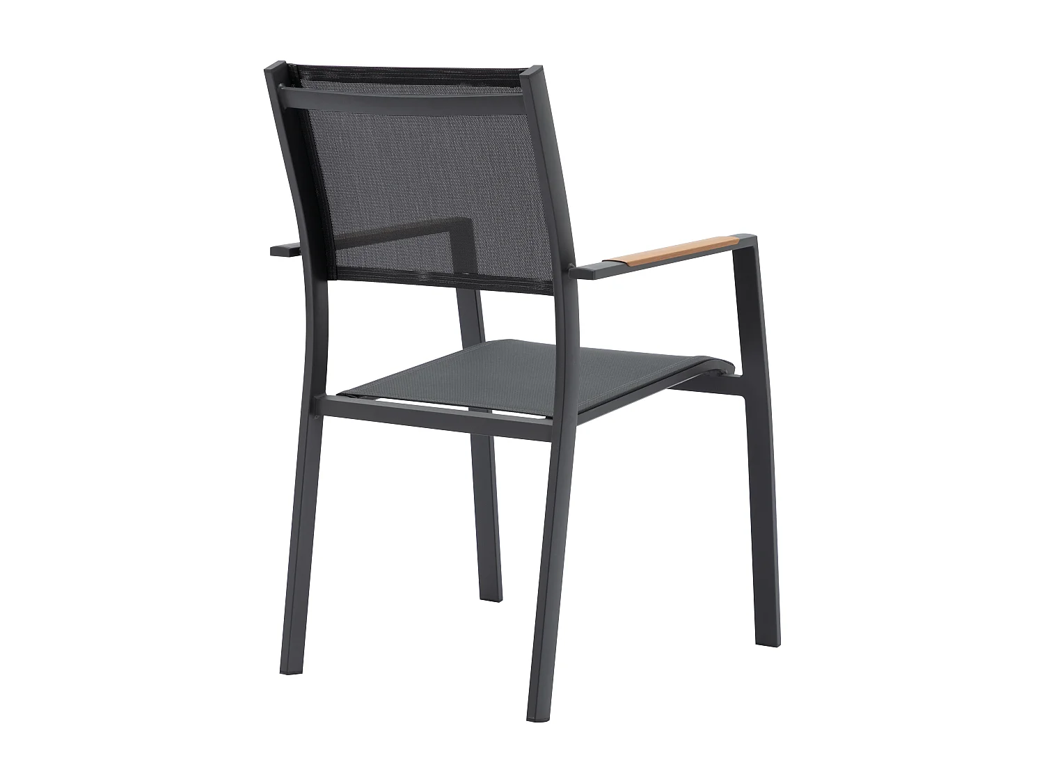 Garten-Essgruppe: Tisch ausziehbar 170/230 cm + 6 stapelbare Sessel - Aluminium & Polywood - Holzfarben hell & Anthrazit - MACILA von MYLIA