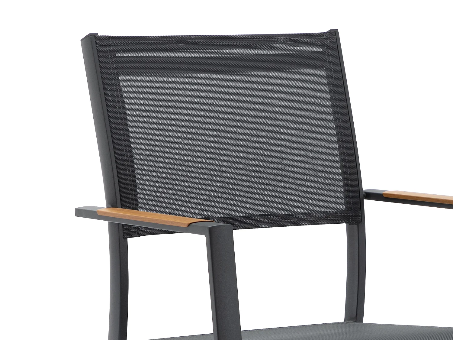 Garten-Essgruppe: Tisch ausziehbar 170/230 cm + 6 stapelbare Sessel - Aluminium & Polywood - Holzfarben hell & Anthrazit - MACILA von MYLIA