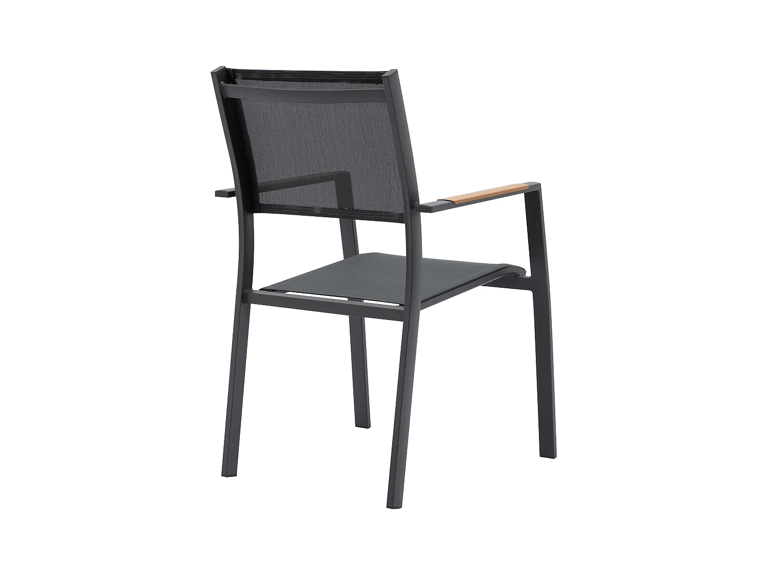 Garten-Essgruppe: Tisch ausziehbar 170/230 cm + 6 stapelbare Sessel - Aluminium & Polywood - Holzfarben hell & Anthrazit - MACILA von MYLIA
