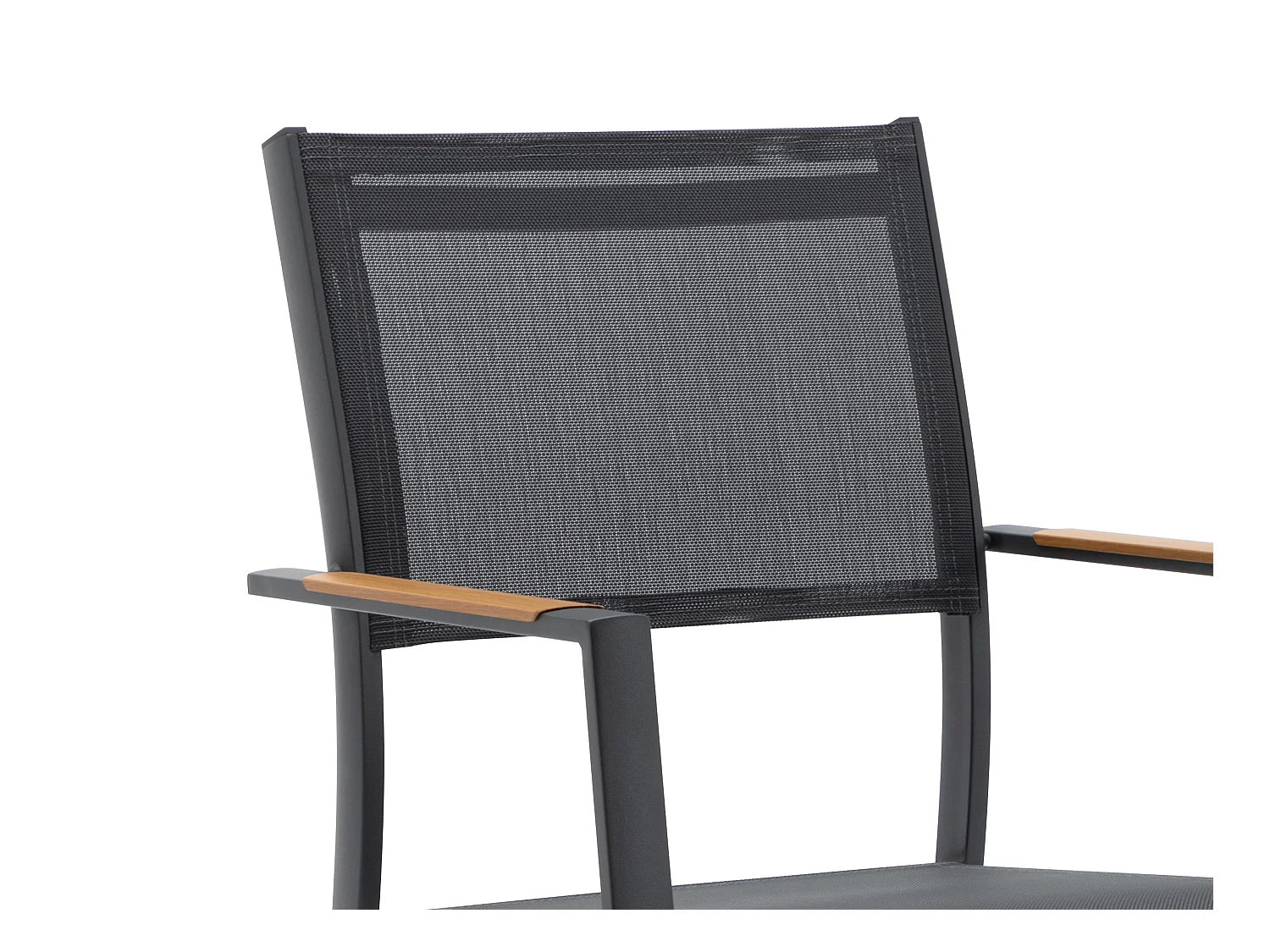 Garten-Essgruppe: Tisch ausziehbar 170/230 cm + 6 stapelbare Sessel - Aluminium & Polywood - Holzfarben hell & Anthrazit - MACILA von MYLIA