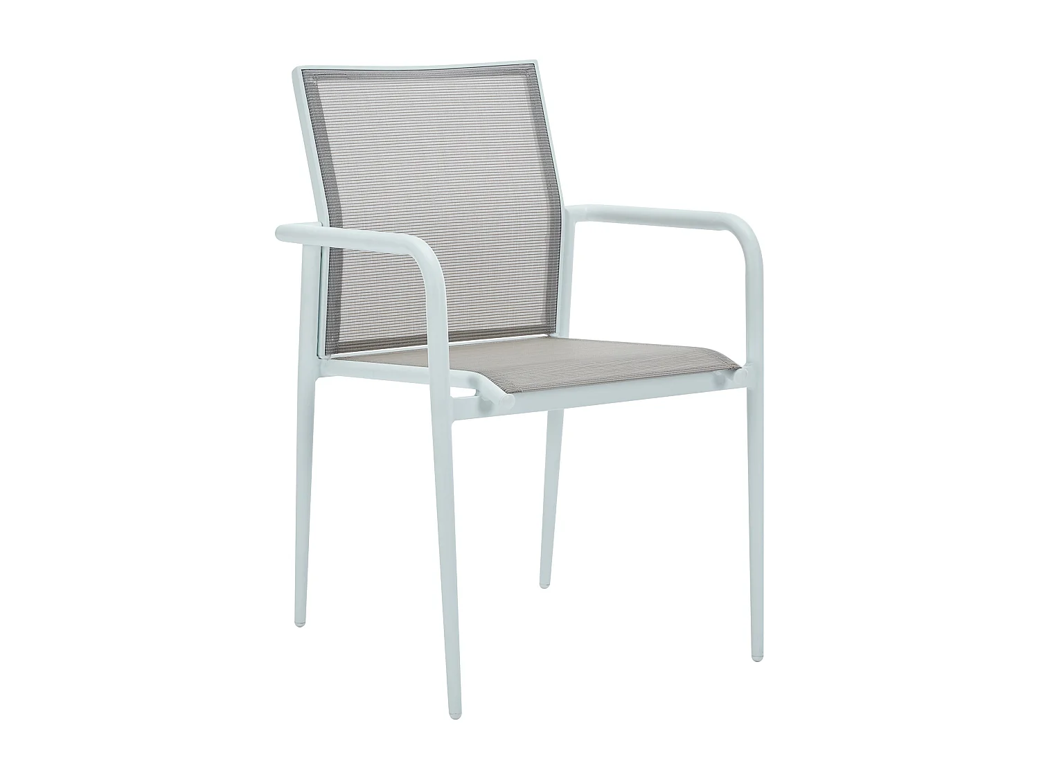 Salle à manger de jardin en aluminium : une table extensible L.150/200 cm et 4 fauteuils empilables - Gris clair et blanc - YOHA de MYLIA