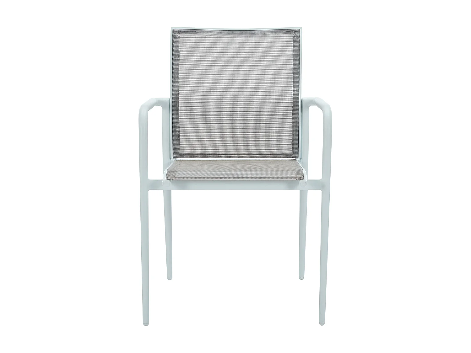 Salle à manger de jardin en aluminium : une table extensible L.150/200 cm et 6 fauteuils empilables - Gris clair et blanc - YOHA de MYLIA