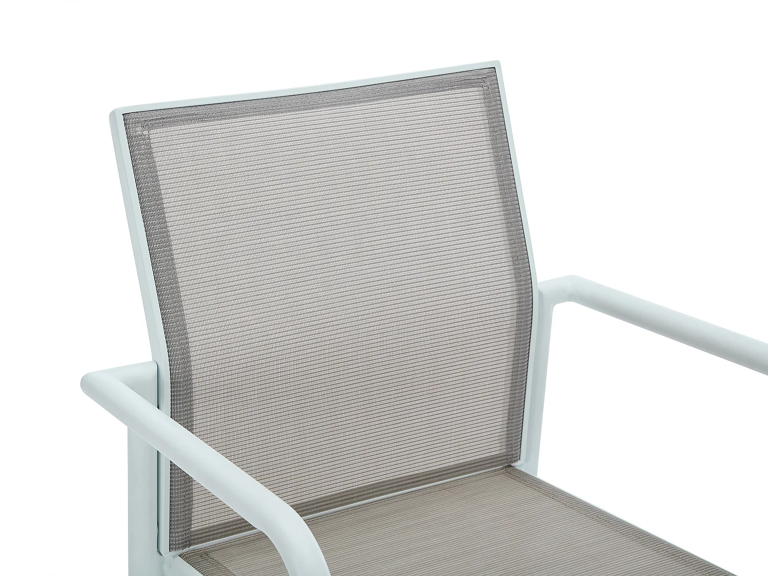 Salle à manger de jardin en aluminium : une table extensible L.150/200 cm et 6 fauteuils empilables - Gris clair et blanc - YOHA de MYLIA